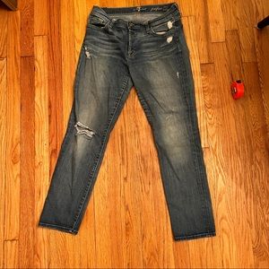 7 For All Mankind Josefina Skinny Boyfriend Distressed Jeans